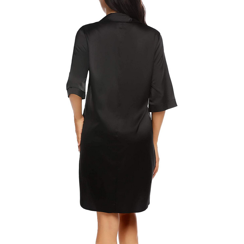 Naiste vabaaja vaba lühike siidist särk unekleit poolvarrukatega ühevärviline nööbiga lühike öösärk koduriietus S-XL