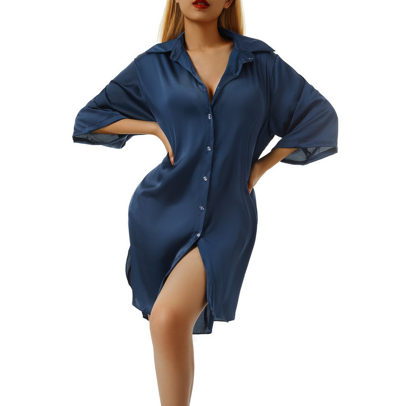 WPNAKS Női alvó felsők Fehérnemű Nyári Ruházat 2024-es hálóing fél ujjú, egysoros bő hálóing Home Lounge