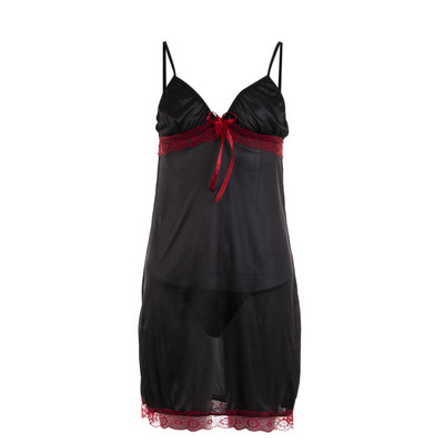 Ženska seksi spavaćica Čipkana svilena satenska noćna haljina bez rukava Spavaćica s V-izrezom Spavaćica veće veličine