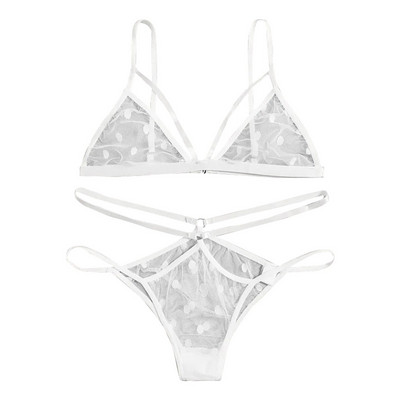 2022 Lenceria Sensual Mujer női szexi csipke kötőfék hát nélküli melltartó tanga hálóruha fehérnemű szett S-2xl Hollow Out Open Push Up melltartó