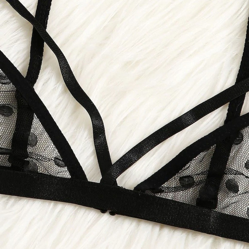 2022 Lenceria Sensual Mujer női szexi csipke kötőfék hát nélküli melltartó tanga hálóruha fehérnemű szett S-2xl Hollow Out Open Push Up melltartó