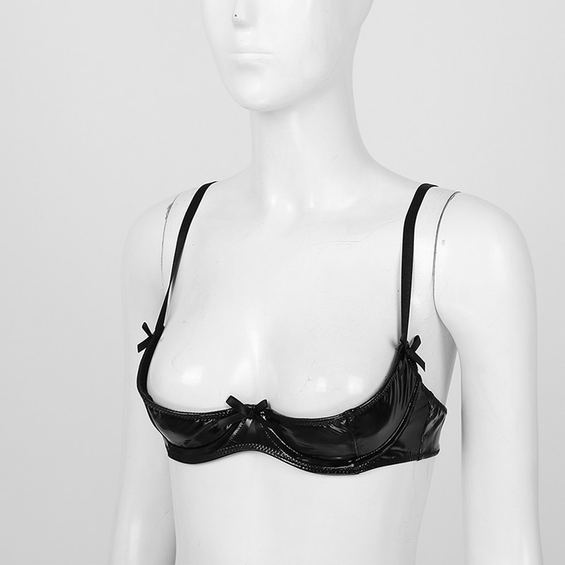 #S-3XL Sieviešu spīdīgas lakādas erotiskas apakšveļas komplekts ar regulējamām siksnām krūšturis ar atvērtām kājstarpes biksēm Seksīga apakšveļa Klubveļa