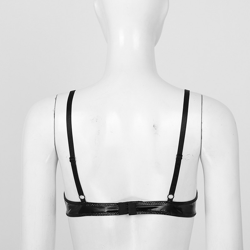 #S-3XL Sieviešu spīdīgas lakādas erotiskas apakšveļas komplekts ar regulējamām siksnām krūšturis ar atvērtām kājstarpes biksēm Seksīga apakšveļa Klubveļa