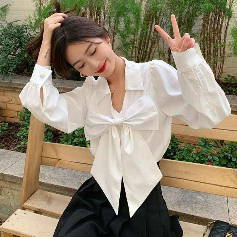 Édes ingek Női Fehér Lányos Tervező Temper Koreai Stílus Divat Ruhák S-3XL Camisas Modern Kawaii Pure Preppy Hipsters