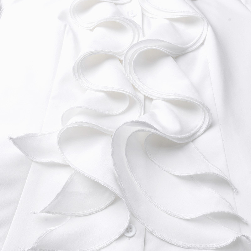 S ZANZEA Női elegáns tunika felsők tavaszi irodai fodros ingek Női hosszú ujjú elegáns munka Flounce blúz Női blusák