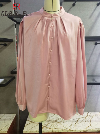 Елегантни дамски ризи Пролет Лято Горнища с дълъг ръкав Офис Дамска мода Ежедневни копчета надолу Красива блуза за жени 2024 г.