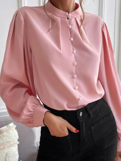 Elegáns női ingek tavaszi nyár hosszú ujjú felsők irodai női divat alkalmi gombokkal, gyönyörű női blúz 2024