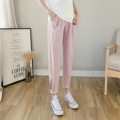 Vékony nyári sifon kismama bokanadrágok divatos, osztott gombos kivitelű ruhák terhes nőknek, terhes nőknek, alkalmi háremnadrágok