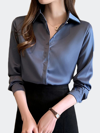 Bluze și cămăși pentru femei, cu mânecă lungă, la modă vintage, bluze din satin solid, topuri de birou, îmbrăcăminte pentru femei, bluze pentru femei, 2023