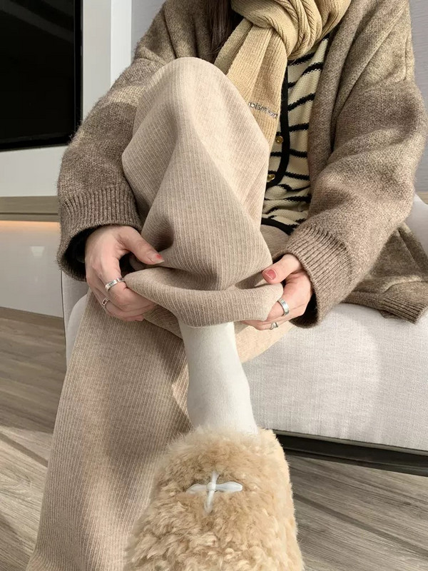 Sügis- ja talv vabaaja rasedate naiste kašmiirpüksid rasedatele laia säärega kõhupüksid Korea stiilis riided spordipüksid