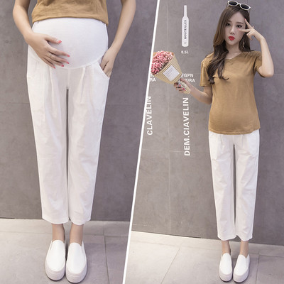 Puuvillane kevadsuvi rasedate püksid kõht lahtised sirged vabaaja riided rasedatele naistele rasedatele püksid riided