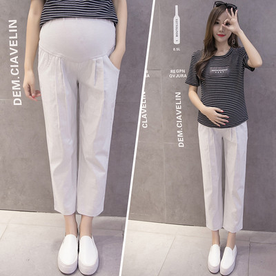 Puuvillane kevadsuvi rasedate püksid kõht lahtised sirged vabaaja riided rasedatele naistele rasedatele püksid riided