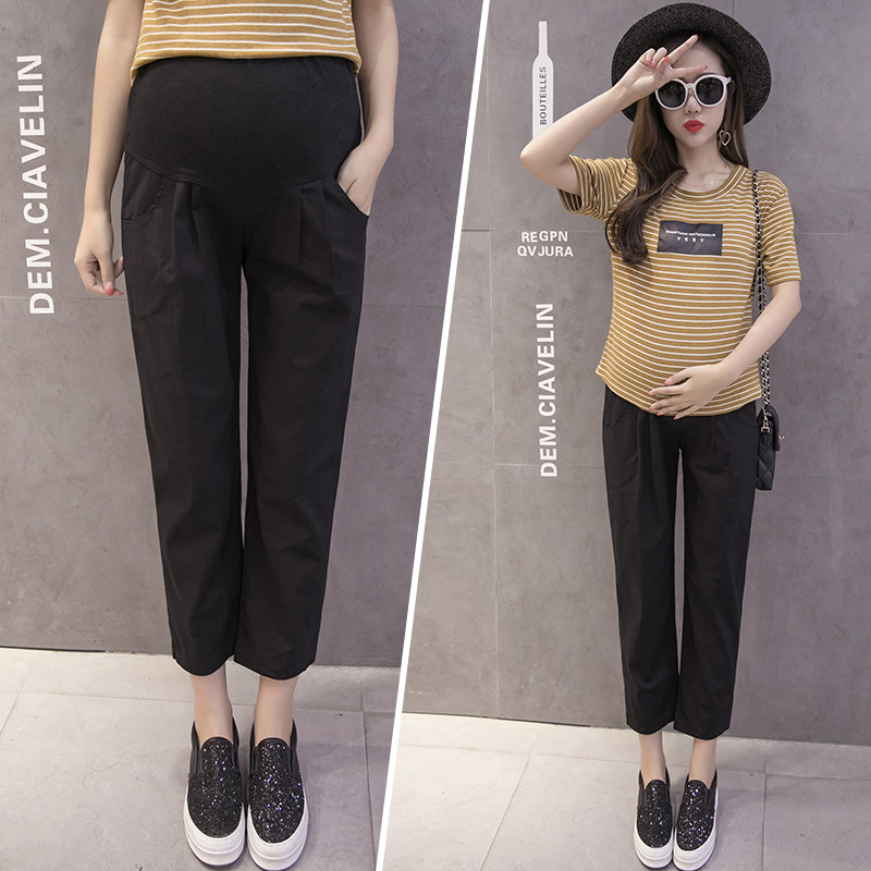 Puuvillane kevadsuvi rasedate püksid kõht lahtised sirged vabaaja riided rasedatele naistele rasedatele püksid riided