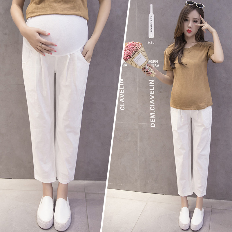 Puuvillane kevadsuvi rasedate püksid kõht lahtised sirged vabaaja riided rasedatele naistele rasedatele püksid riided