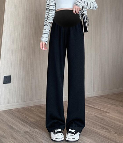 Venitatud rasedate kõhupüksid, pikad vabad vabaaja püksid rasedatele naistele laia säärega Empired püksid pluss suuruses raseduse triibulised püksid