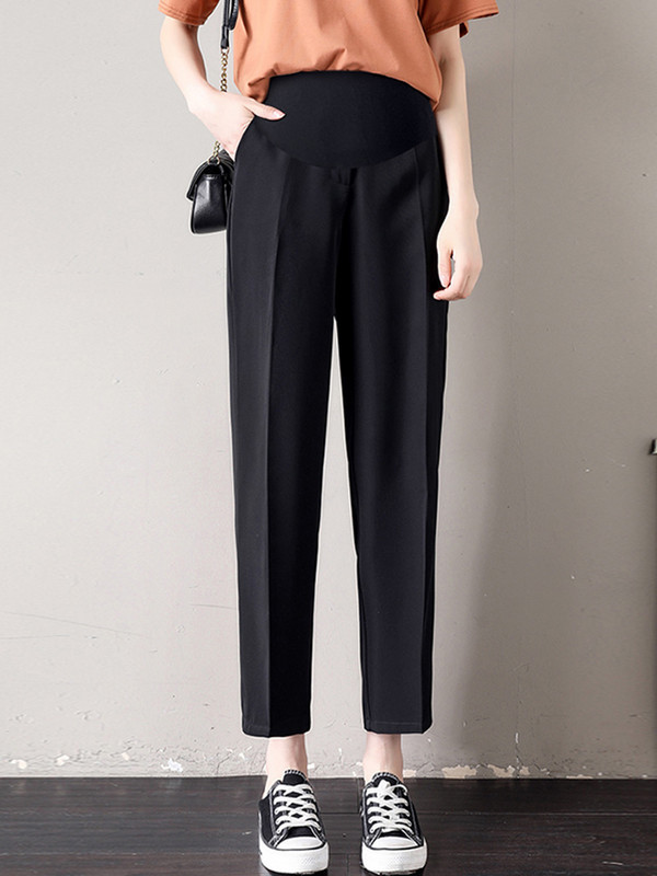 Jó minőségű Nyári bő terhes nadrág divat vastag bő szabadidő öltöny nadrág sith zseb kismama egyenes nadrág