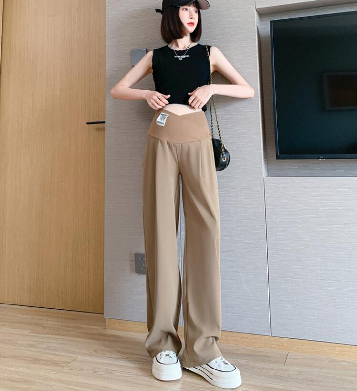 Tavaszi és őszi Terhesség Felsőruházat Téli Alacsony Alkalmi Terhes Női Nadrág koreai stílusú Kismama Hasnadrág Bő