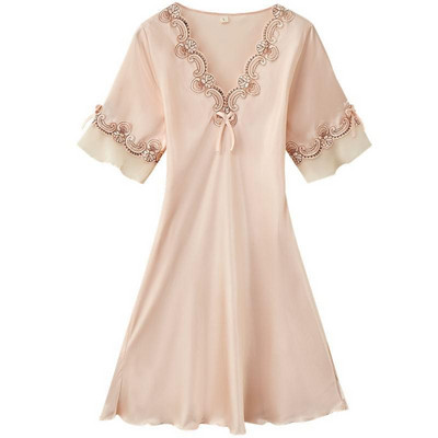 Sügav V-kaelusega öösärk Seksikas naiste satiinist magamisriided Palace öösärk Naiste pesu Kimono hommikumantlid Printsessi stiilis ööpesu