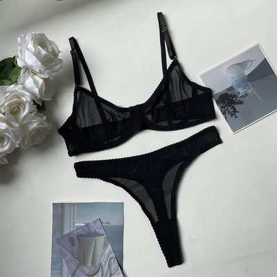 Ellolace Macarons fehérnemű szexi varrat nélküli fehérnemű szett női 2 részes melltartó készlet Push Up csipke intim ruhák érzéki egzotikus szettek