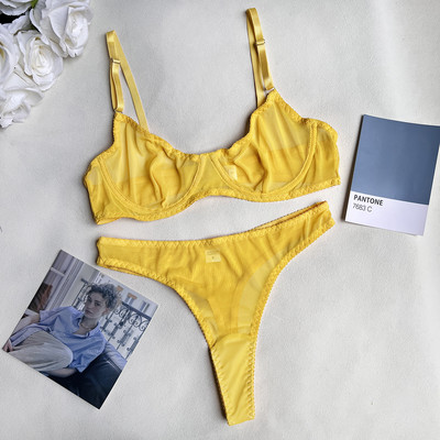 Ellolace Macarons fehérnemű szexi varrat nélküli fehérnemű szett női 2 részes melltartó készlet Push Up csipke intim ruhák érzéki egzotikus szettek