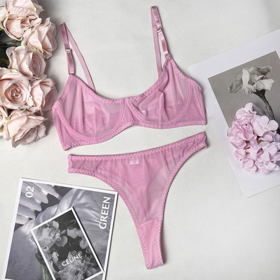 Ellolace Macarons fehérnemű szexi varrat nélküli fehérnemű szett női 2 részes melltartó készlet Push Up csipke intim ruhák érzéki egzotikus szettek