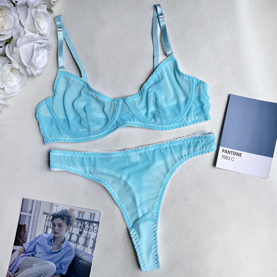 Ellolace Macarons fehérnemű szexi varrat nélküli fehérnemű szett női 2 részes melltartó készlet Push Up csipke intim ruhák érzéki egzotikus szettek