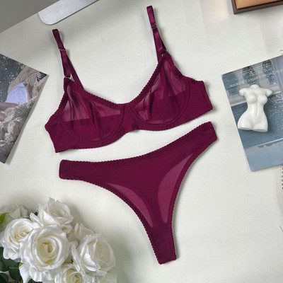 Ellolace Macarons fehérnemű szexi varrat nélküli fehérnemű szett női 2 részes melltartó készlet Push Up csipke intim ruhák érzéki egzotikus szettek