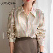 2024-es új csíkos ing női alkalmi hosszú ujjú bő blúz Női elegáns irodai női elegáns felsők Női ruházat
