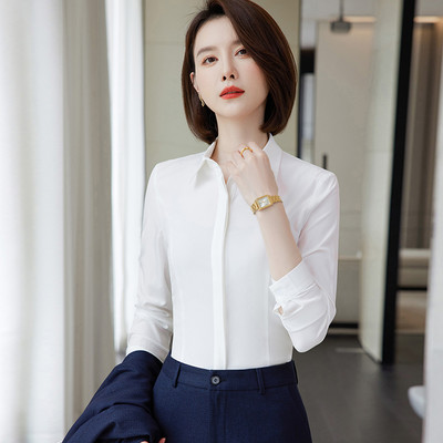 Divatos női karcsú fehér blúzok 2024 Egyszerű elegáns irodai üzleti alap felsők Sifon ingek koreai vintage hivatalos ruházat