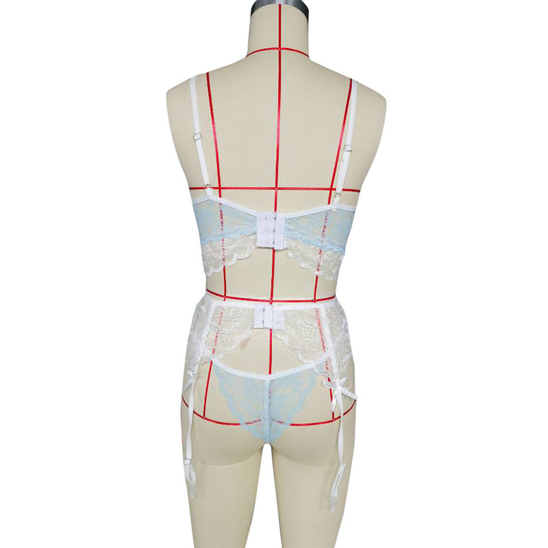 Žensko donje rublje Seksi donje rublje za žene Nestašno seksi donje rublje Čipkasto usklađene boje Trodijelno donje rublje Lenceria Femenina