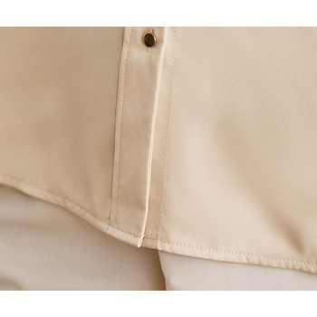 Дамски прави сатенени блузи Офис дамски меки облегалки OL Ризи с дълъг ръкав Винтидж основни топове Ежедневни женски дрехи 2024