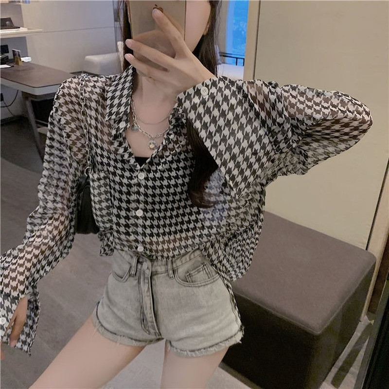 Särgid Naiste Basic Ruuduline Päikesekindel pikkade varrukatega Pehme Täiesti sobiv hubane Lihtne S-3XL Sirge tänavariietus Casual Chic Ulzzang Summer