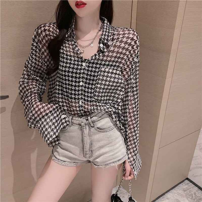 Särgid Naiste Basic Ruuduline Päikesekindel pikkade varrukatega Pehme Täiesti sobiv hubane Lihtne S-3XL Sirge tänavariietus Casual Chic Ulzzang Summer