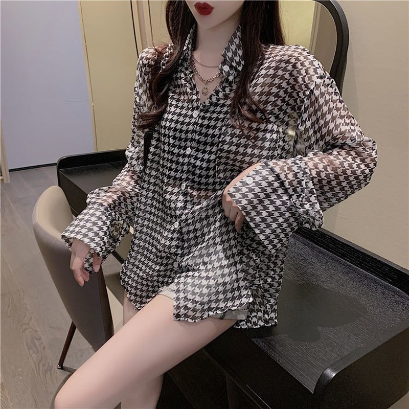 Särgid Naiste Basic Ruuduline Päikesekindel pikkade varrukatega Pehme Täiesti sobiv hubane Lihtne S-3XL Sirge tänavariietus Casual Chic Ulzzang Summer