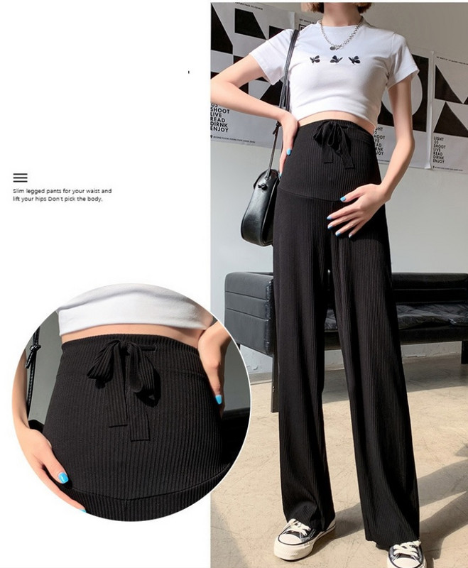 Pehmed õhukesed kõrge vöökohaga rasedate püksid suvised vabaaja püksid rasedatele laia jalaga kõhupükste pikendaja Premama rasedusriietus