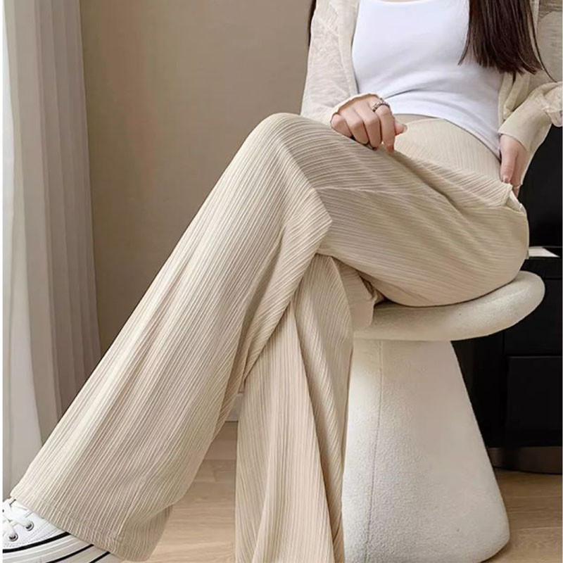 Terhes nők Nyári vékony, széles szárú nadrág Bő kismama has Magas derekú nadrág Terhességi teljes hosszúságú has nadrág