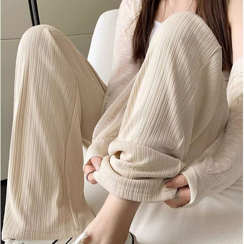 Terhes nők Nyári vékony, széles szárú nadrág Bő kismama has Magas derekú nadrág Terhességi teljes hosszúságú has nadrág