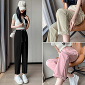 2024 nyári kismama öltönyök, nadrágok, bokáig érő terhes nő, bő, alkalmi nadrágok, húzózsinóros derekak, nyírt nadrágok, hárem nadrágok