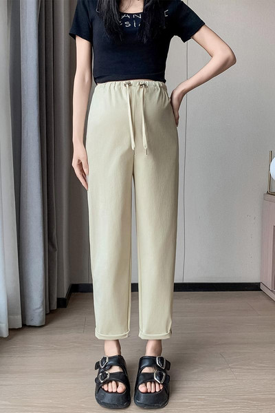 2024 nyári kismama öltönyök, nadrágok, bokáig érő terhes nő, bő, alkalmi nadrágok, húzózsinóros derekak, nyírt nadrágok, hárem nadrágok