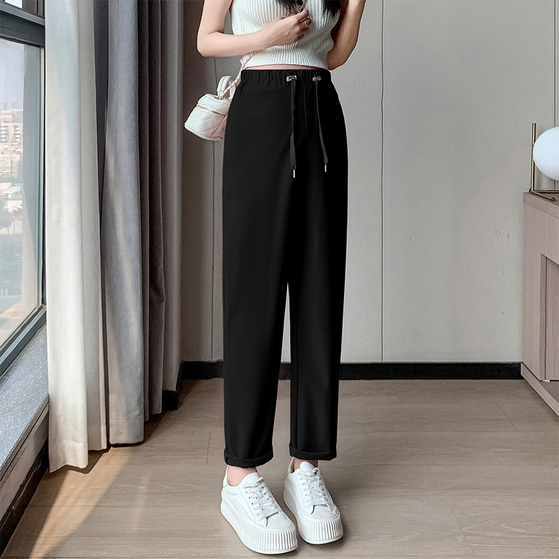 2024 nyári kismama öltönyök, nadrágok, bokáig érő terhes nő, bő, alkalmi nadrágok, húzózsinóros derekak, nyírt nadrágok, hárem nadrágok