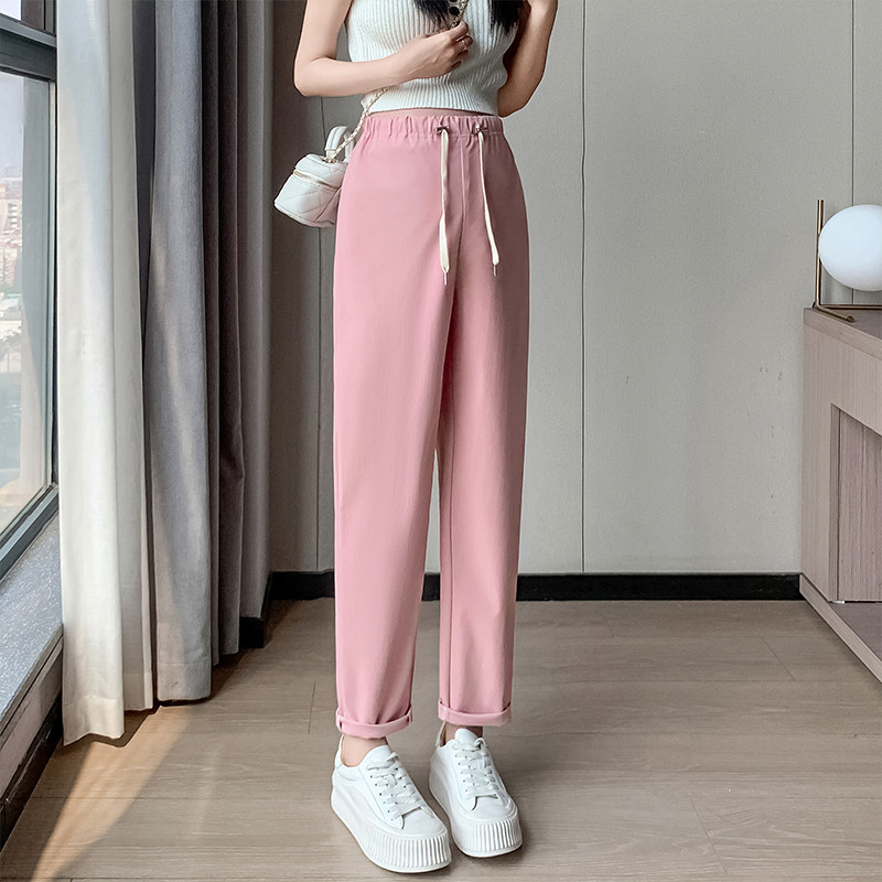 2024 nyári kismama öltönyök, nadrágok, bokáig érő terhes nő, bő, alkalmi nadrágok, húzózsinóros derekak, nyírt nadrágok, hárem nadrágok