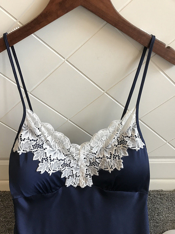 Női szexi selyem szatén csipke hálóruha Hálóruha Ujjatlan hálóingek Női éjszakai ruha Egyszínű V-nyakú hálóing hálóing