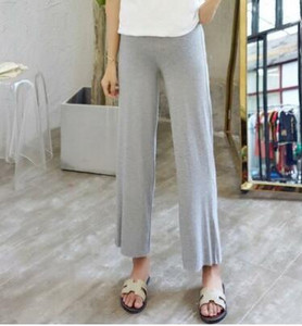 Pantaloni largi de vară pentru femei însărcinate din bumbac subțire, cu picioare largi, pantaloni largi de maternitate pentru abdomen, pantaloni de sarcină cu talie înaltă, pe toată lungimea