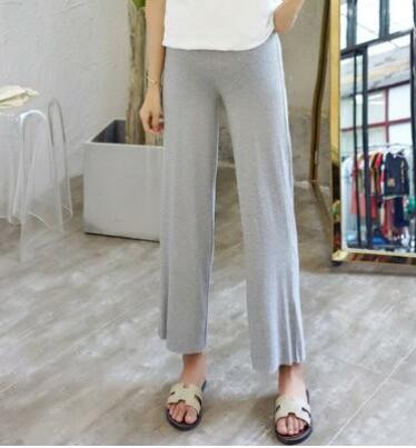 Pantaloni largi de vară pentru femei însărcinate din bumbac subțire, cu picioare largi, pantaloni largi de maternitate pentru abdomen, pantaloni de sarcină cu talie înaltă, pe toată lungimea