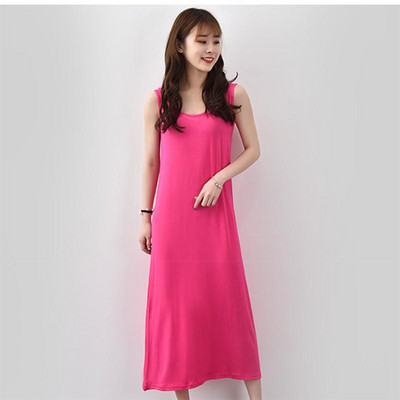 Nyári női hosszú hálóing Fürdőköpeny Modális elasztikus hálóing Sleeowear Alkalmi laza puha hálóruha Otthoni ruhák Nagy méretű 6XL