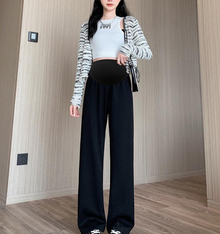 Nyári kismama hasas nadrág egyszínű, oldalról osztott, magas derekú terhes női hosszú nadrág Elegáns irodai női egyenes farmer