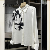 FANIECES S-4XL Női blúz Tavaszi őszi szatén blúzok Ingek Lady Alkalmi hosszú ujjú gallér Blusas Mujer felsők 6817