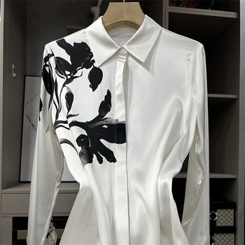 FANIECES S-4XL Блуза за жени Пролет Есен Сатенени блузи Ризи Дамски ежедневни яка с дълъг ръкав Blusas Mujer Топове 6817