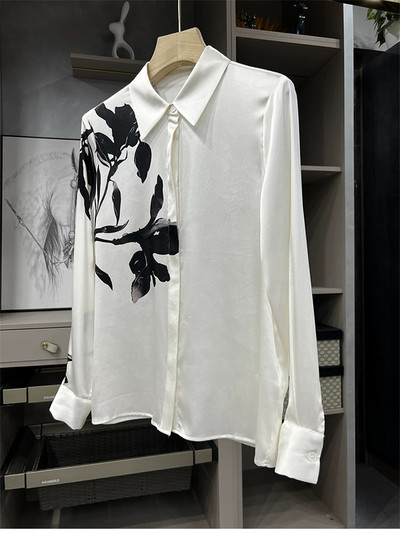 FANIECES S-4XL Női blúz Tavaszi őszi szatén blúzok Ingek Lady Alkalmi hosszú ujjú gallér Blusas Mujer felsők 6817