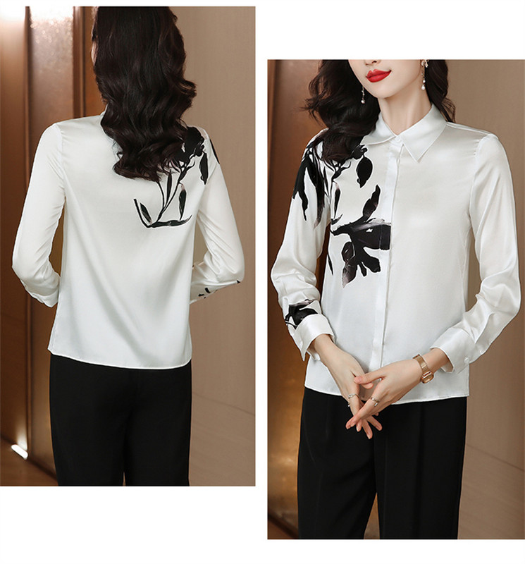 FANIECES S-4XL Női blúz Tavaszi őszi szatén blúzok Ingek Lady Alkalmi hosszú ujjú gallér Blusas Mujer felsők 6817